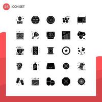 25 Thematic Vector Solid Glyphs and Editable Symbols of wallet blueberry world blueberries snack Editable Vector Design Elements