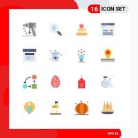 Pack of 16 creative Flat Colors of interface page pen layout design Editable Pack of Creative Vector Design Elements