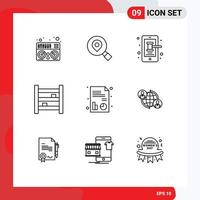 User Interface Pack of 9 Basic Outlines of report kitchen phone interior cupboard Editable Vector Design Elements