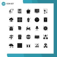 Pack of 25 creative Solid Glyphs of cloud education food physics repair Editable Vector Design Elements