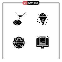 4 User Interface Solid Glyph Pack of modern Signs and Symbols of eye surgery internet lasik summer technology Editable Vector Design Elements