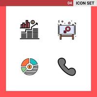 Universal Icon Symbols Group of 4 Modern Filledline Flat Colors of business chart graph day bar Editable Vector Design Elements