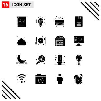 Modern Set of 16 Solid Glyphs and symbols such as cleaning learning atm knowledge e Editable Vector Design Elements