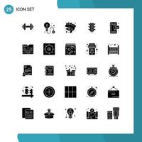 Pack of 25 creative Solid Glyphs of mobile chat flag sms light Editable Vector Design Elements