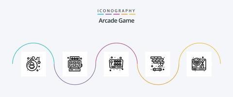 Arcade Line 5 Icon Pack Including game. steering. game. play. breaker vector