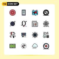 Set of 16 Modern UI Icons Symbols Signs for player musical elearning music media Editable Creative Vector Design Elements