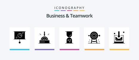 Business And Teamwork Glyph 5 Icon Pack Including goal. business. technology. outline. Creative Icons Design vector