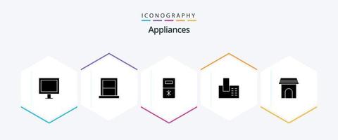 Appliances 25 Glyph icon pack including appliance. phone. household. home. appliances vector