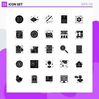 Set of 25 Modern UI Icons Symbols Signs for multimedia cinema devices movie technology Editable Vector Design Elements