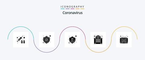 paquete de iconos de glifo 5 de coronavirus que incluye enfermería. hospital. gripe. cuidado de la salud. botella vector