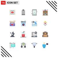 16 Universal Flat Color Signs Symbols of design hanging loading board hotel Editable Pack of Creative Vector Design Elements