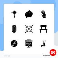 9 Solid Glyph concept for Websites Mobile and Apps holiday festivity touchscreen celebration fingerprint Editable Vector Design Elements