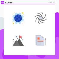 Editable Vector Line Pack of 4 Simple Flat Icons of international company labor milky way mission Editable Vector Design Elements