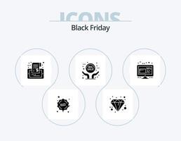 Black Friday Glyph Icon Pack 5 Icon Design. discount. sale advertisement. label. grand sale. tag vector