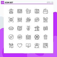 Set of 25 Vector Lines on Grid for boat installation increase download cloud Editable Vector Design Elements