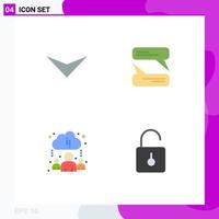 Modern Set of 4 Flat Icons and symbols such as arrow lock chatting cloud safety Editable Vector Design Elements