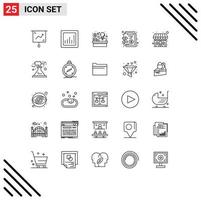 Universal Icon Symbols Group of 25 Modern Lines of wc public consumer money files Editable Vector Design Elements