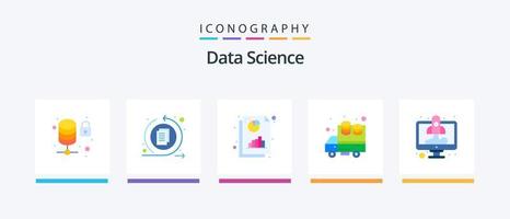 Data Science Flat 5 Icon Pack Including rocket. laptop. analytics. computer. data. Creative Icons Design vector