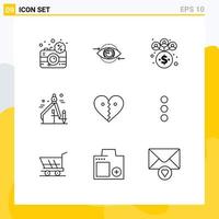 9 Universal Outline Signs Symbols of love graphic vision graphic design network Editable Vector Design Elements