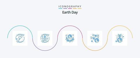 Earth Day Blue 5 Icon Pack Including laurel. garland. earth. earth. world vector