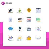 16 Universal Flat Color Signs Symbols of coding shipping protection product delivery Editable Pack of Creative Vector Design Elements