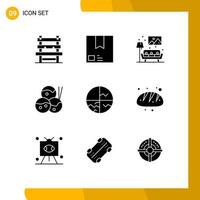 paquete de iconos de vector de stock de 9 signos y símbolos de línea para piel seca producto japonés comida sofá elementos de diseño de vector editables