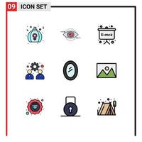 Stock Vector Icon Pack of 9 Line Signs and Symbols for work management vision business physics Editable Vector Design Elements