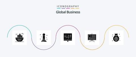 paquete de iconos de glifo de negocios global 5 que incluye negocios. presentación. analítica. negocio. mercado vector