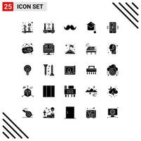 Set of 25 Modern UI Icons Symbols Signs for hat graduation wifi education male Editable Vector Design Elements