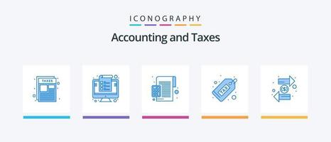 paquete de iconos de impuestos azul 5 que incluye finanzas. dólar. por ciento. dinero en efectivo. calculadora. diseño de iconos creativos vector