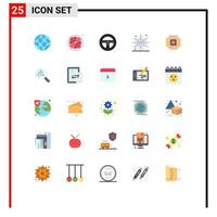 25 Universal Flat Color Signs Symbols of search computer car microchip chip Editable Vector Design Elements