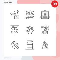 User Interface Pack of 9 Basic Outlines of month islam business holy thanks Editable Vector Design Elements