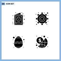 Stock Vector Icon Pack of 4 Line Signs and Symbols for card egg invitation gear festival Editable Vector Design Elements