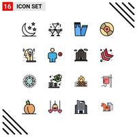 Flat Color Filled Line Pack of 16 Universal Symbols of man creative fashion device dvd Editable Creative Vector Design Elements