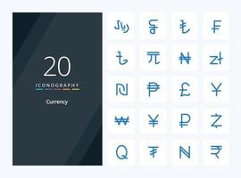 20 Currency Blue Color icon for presentation vector