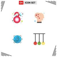 Group of 4 Modern Flat Icons Set for beauty globe fashion emotion data Editable Vector Design Elements
