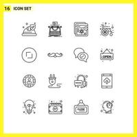 Pictogram Set of 16 Simple Outlines of wheel chair medical writer learning learning Editable Vector Design Elements