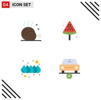 Group of 4 Modern Flat Icons Set for chicken drop food food car Editable Vector Design Elements