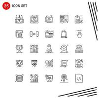 Group of 25 Modern Lines Set for add remote online control website Editable Vector Design Elements