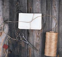 tied up with a rope a stack of empty cards photo