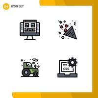 4 iconos creativos signos y símbolos modernos de galería agrimotor pantalla corazón tractor elementos de diseño vectorial editables vector