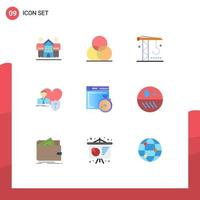 Pictogram Set of 9 Simple Flat Colors of heart home design family tools Editable Vector Design Elements