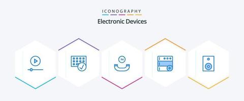 Paquete de 25 iconos azules de dispositivos que incluye productos. dispositivos. hardware. nuevo. base vector