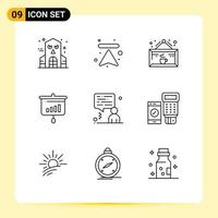 Universal Icon Symbols Group of 9 Modern Outlines of man information cafe sales chart Editable Vector Design Elements