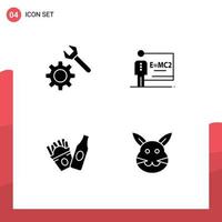 4 Solid Glyph concept for Websites Mobile and Apps setting american classroom room bynny Editable Vector Design Elements