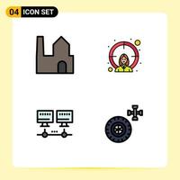 Pictogram Set of 4 Simple Filledline Flat Colors of factory network industry target car Editable Vector Design Elements