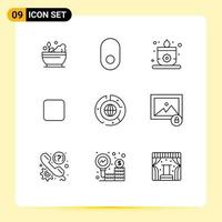 Pack of 9 creative Outlines of graph chart sauna business unchecked Editable Vector Design Elements