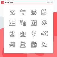 User Interface Pack of 16 Basic Outlines of furniture development fax develop c Editable Vector Design Elements