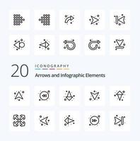 20 Arrow Line icon Pack like network arrows left up curved vector