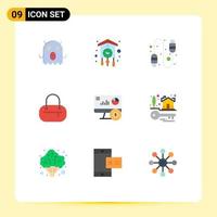 Set of 9 Modern UI Icons Symbols Signs for house keys graph cable online fashion Editable Vector Design Elements